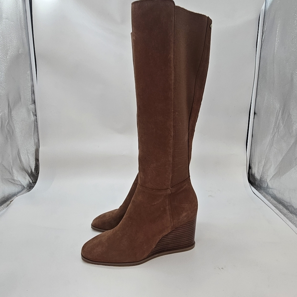 NYDJ Jessica Knee-High Wedge Boots Cognac Women’s NWOB Size 9.5 - Picture 6 of 13